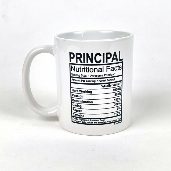 Principal Nutritional Facts Label Teacher Administration Coffee Mug Tea Cup - Picture 3 of 6